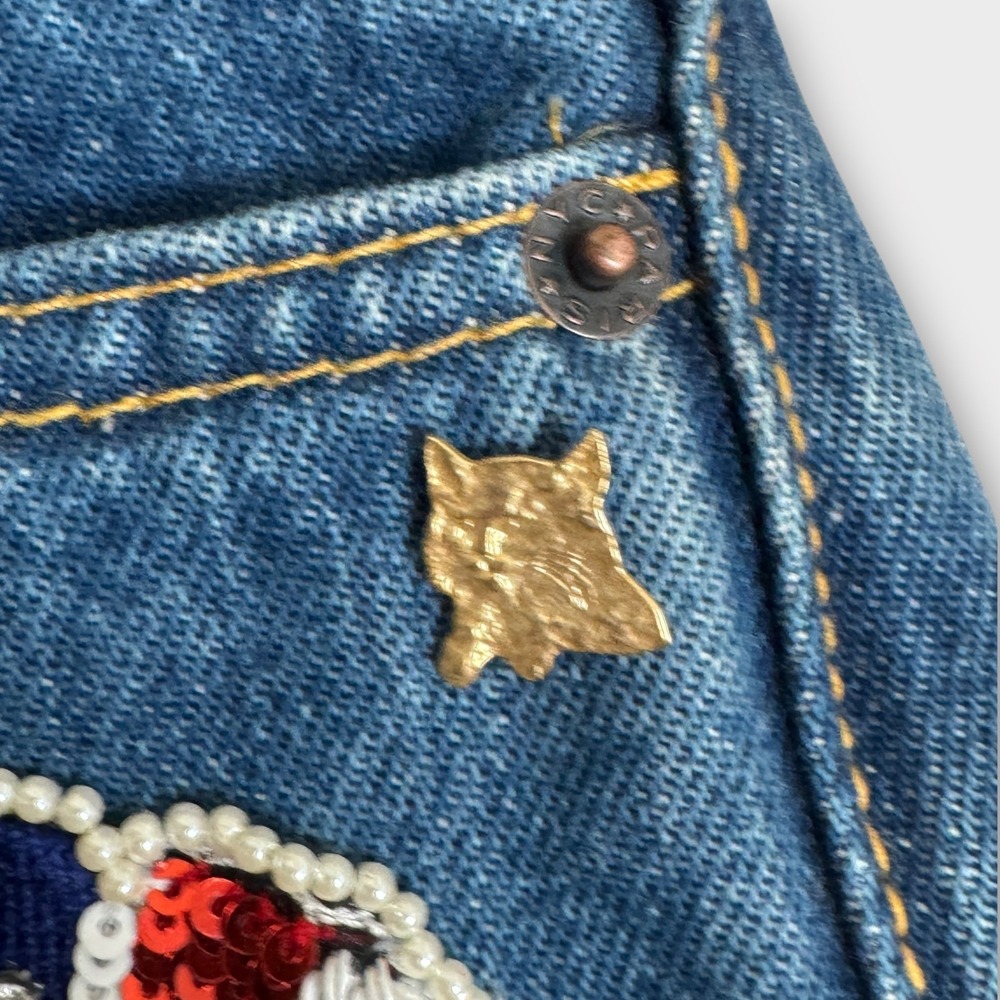 Marc Jacobs $500 NWT Bright Blue Jeans Sequin Mermaid Charms Beaded 26 - Picture 11 of 16